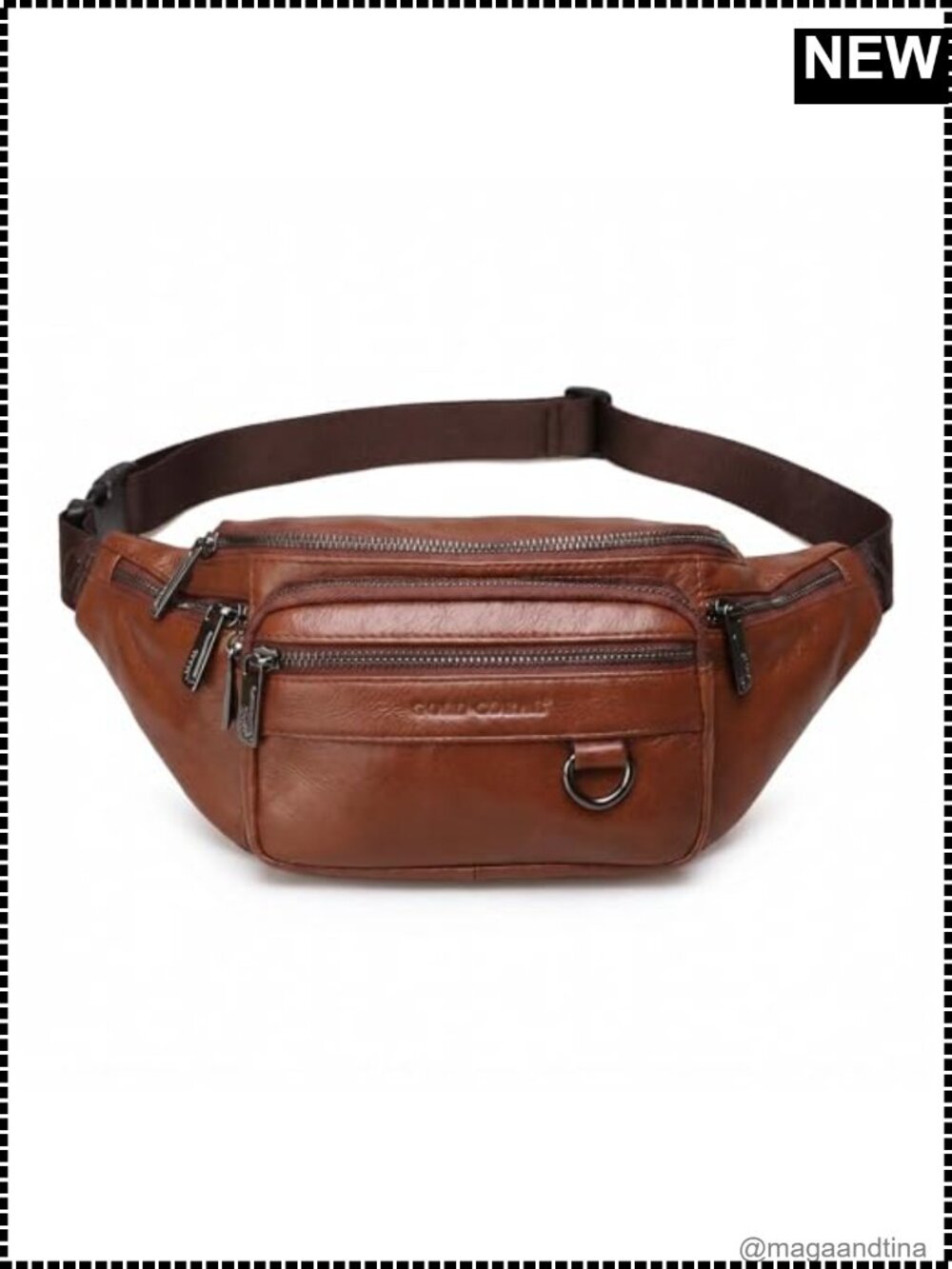 Genuine Leather Waist Pack Large Belt Bag with Adjustable Strap